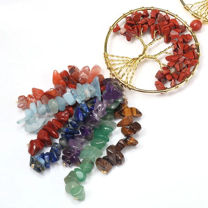 Colorful Natural Crystal Chakra Life Tree Pendant