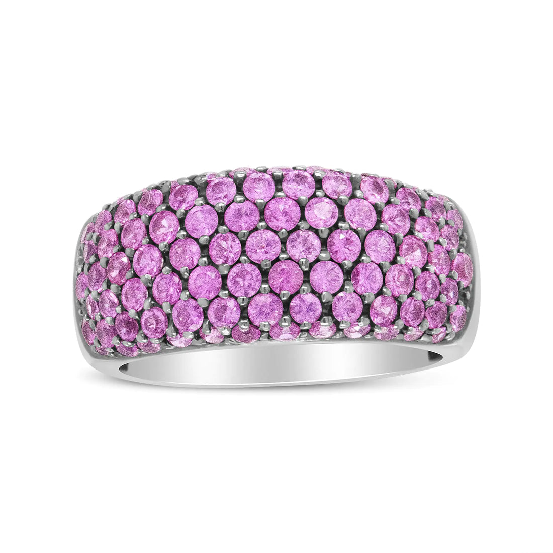 18K White Gold and Black Rhodium Multi Row Pink Sapphire Classic Band Ring