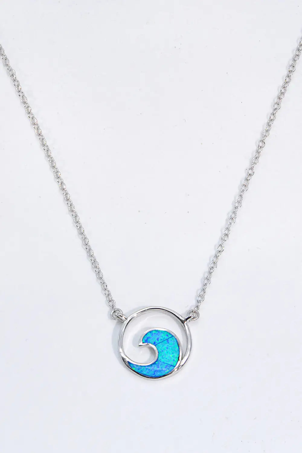 Opal Wave Pendant Necklace