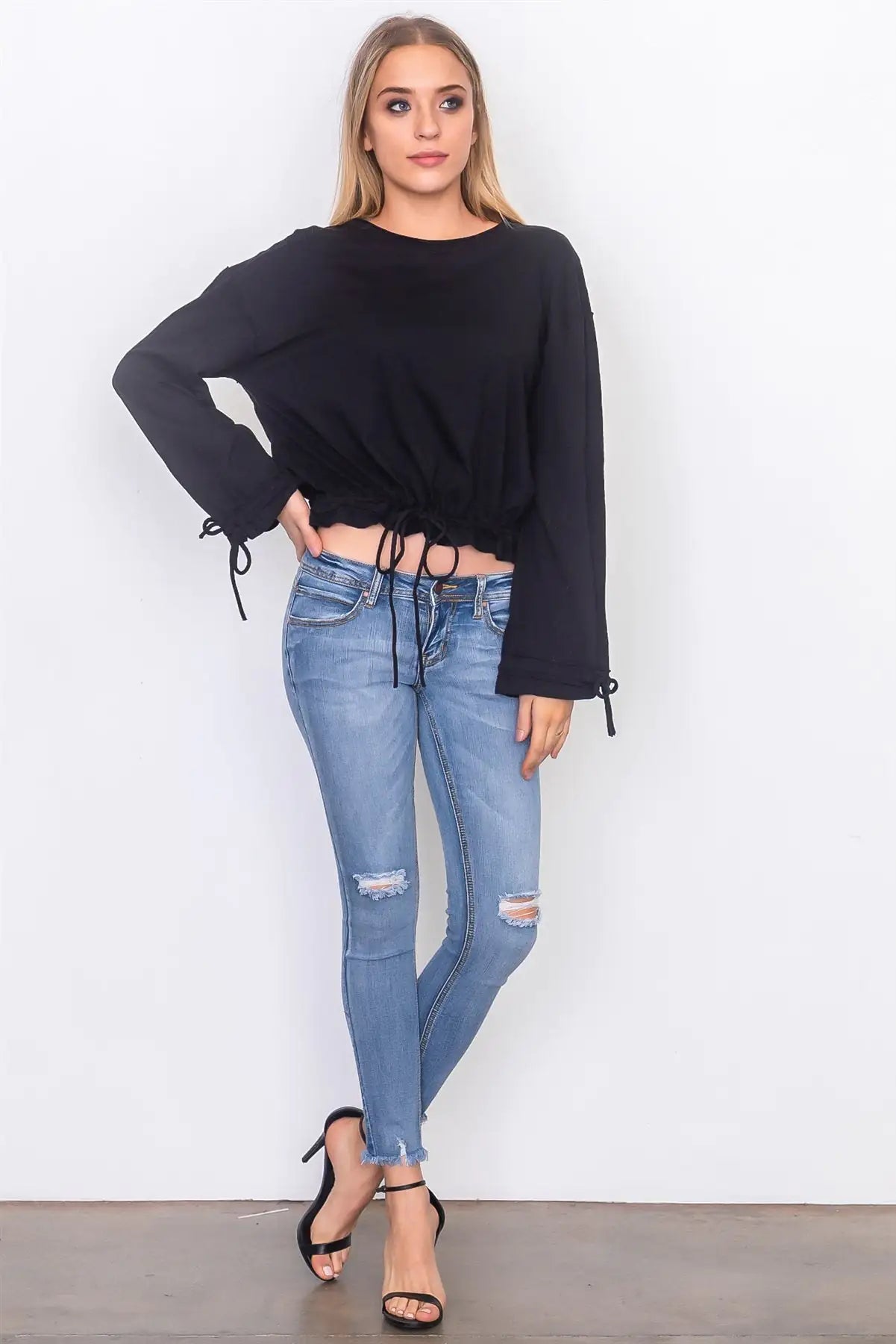 Drawstring Top -Black