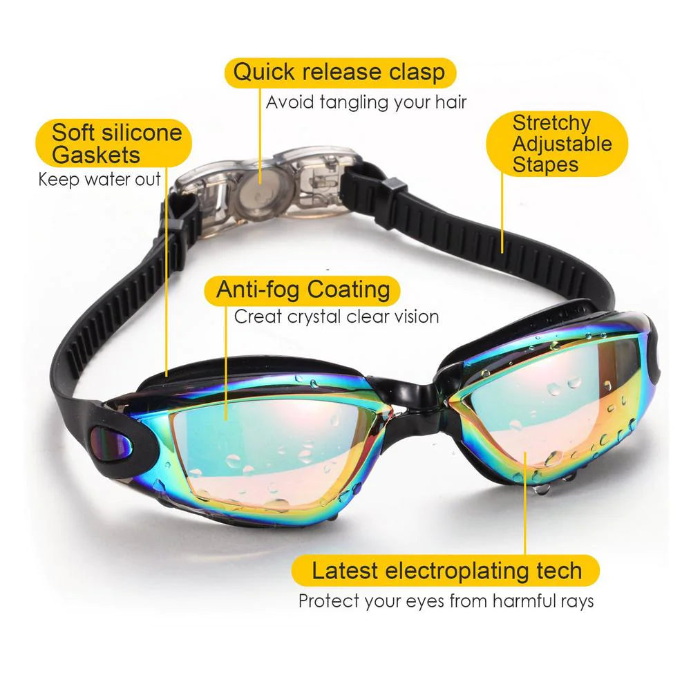 Clear Comfortable Swimming Goggles UV- Anti-Fog Swim Glasses Mirror Adult &amp; Kids