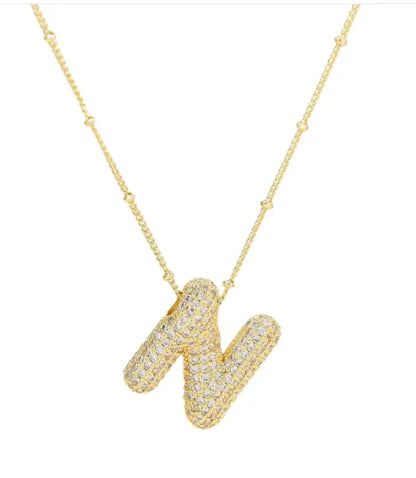 Brass Zircon Letter Necklace