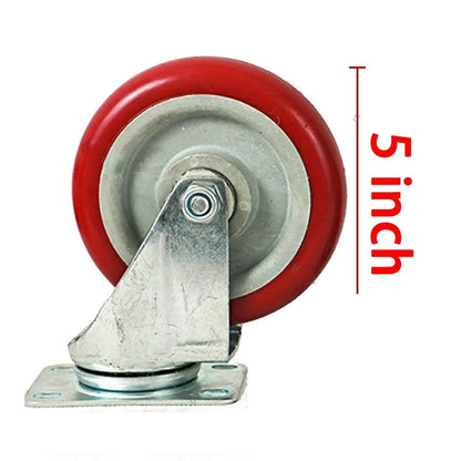 4 Pack 5 Inch Caster Wheels Swivel Plate Polyurethane Wheels Heavy Duty Wheels