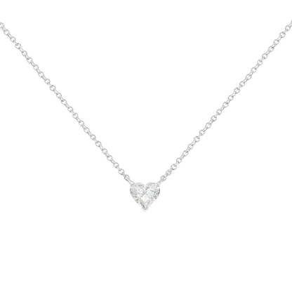 14k White Gold 1/4 Cttw Lab Grown Heart Shape Diamond Solitaire 18&quot; Pendant Necklace (E-F Color, SI1-SI2 Clarity)