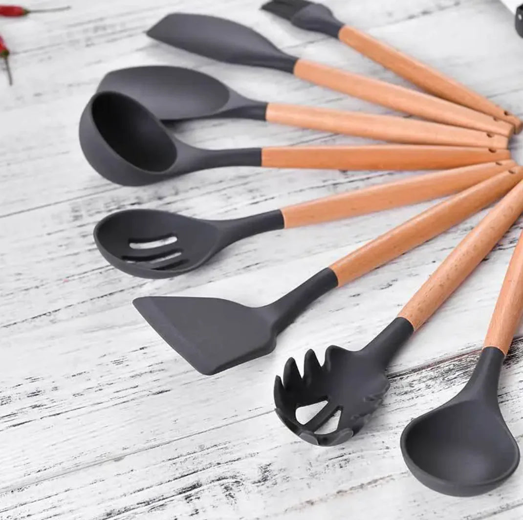 Dark Grey Silicone Kitchenware Set