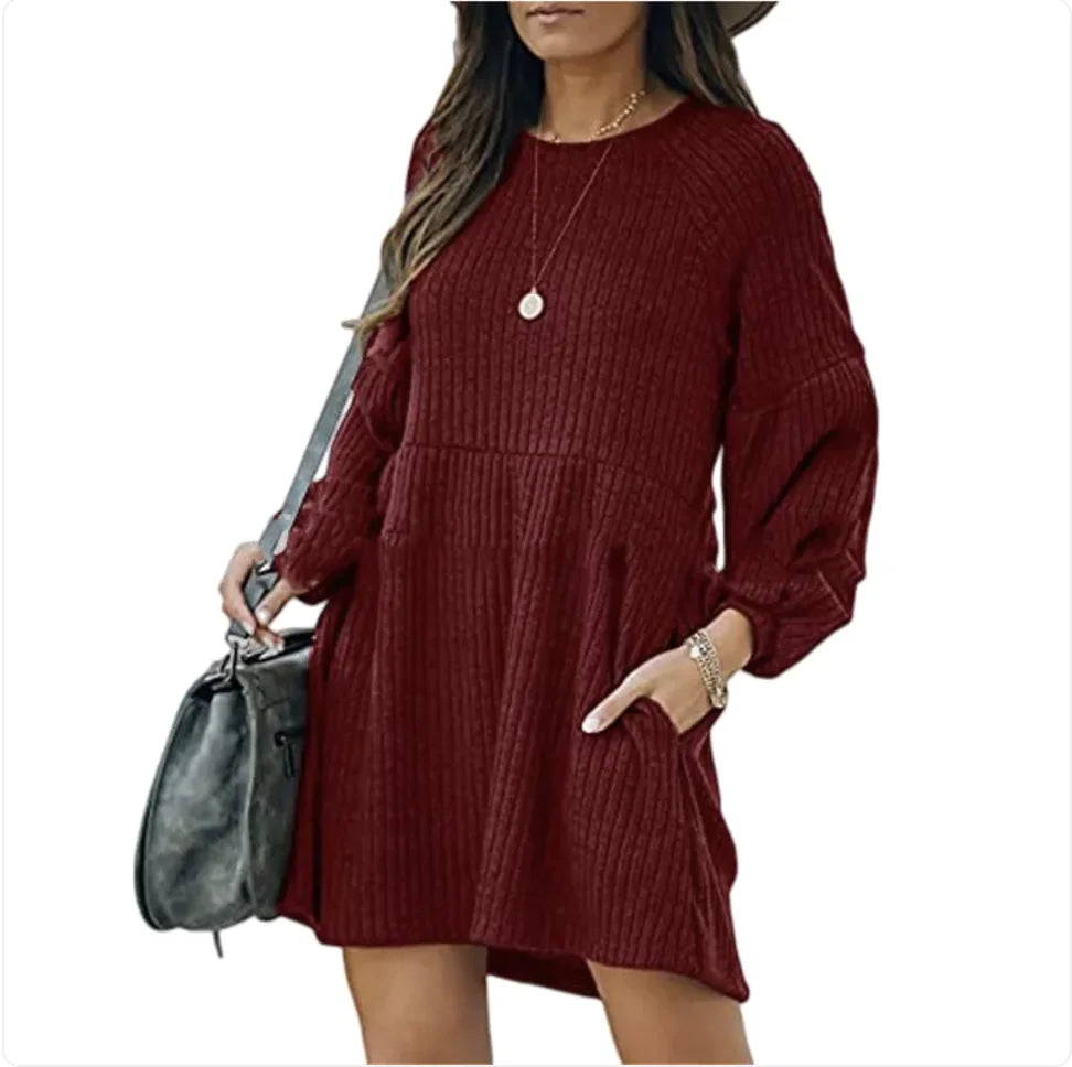 Long Sleeve Cotton Knit Dress