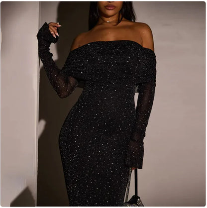 Sequined Off-shoulder Dress Women&