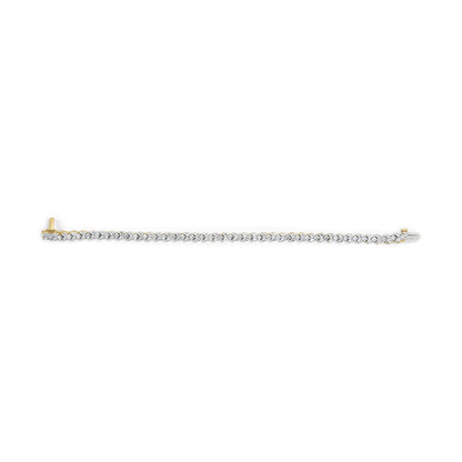 14k Yellow Gold 5.00 Cttw Diamond Three Stone Link Tennis Bracelet (I-J Color, SI2-I1 Clarity) - 7&