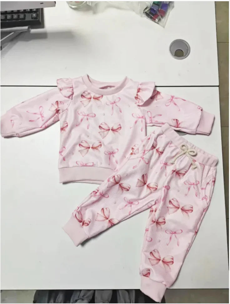 Cute Butterfly Print Baby Sweater and Pants Set