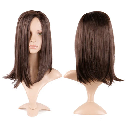 Synthetic Brown Mid-point Straight Clavicle Wig