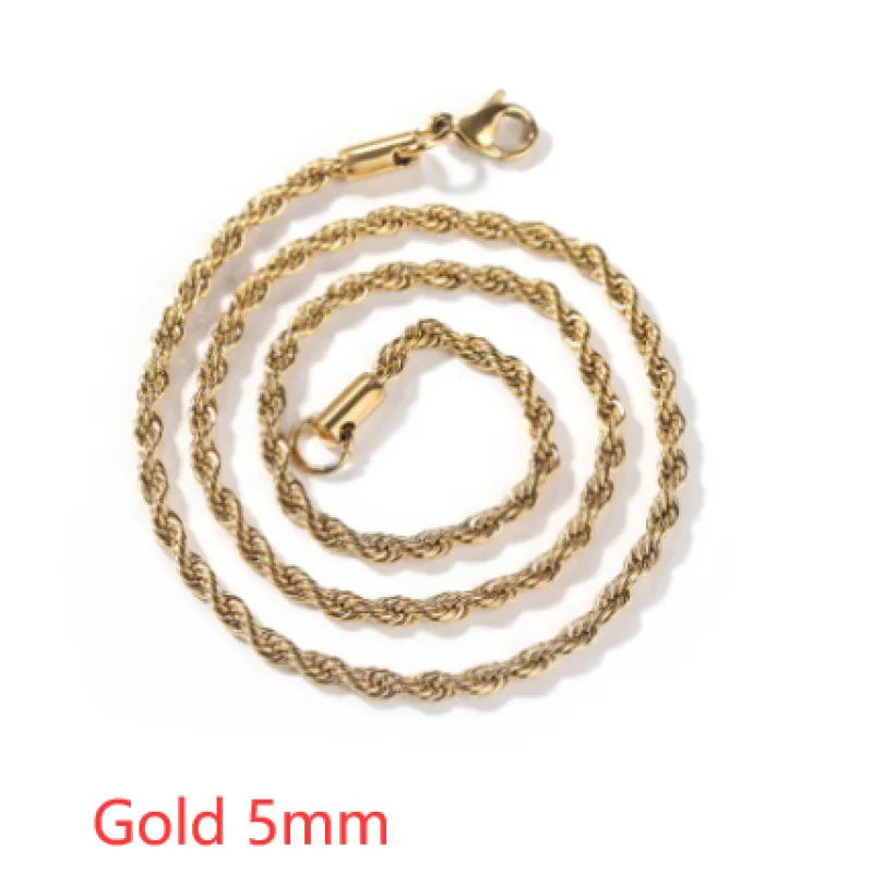 3MM Stainless Steel Rope Chain Necklace