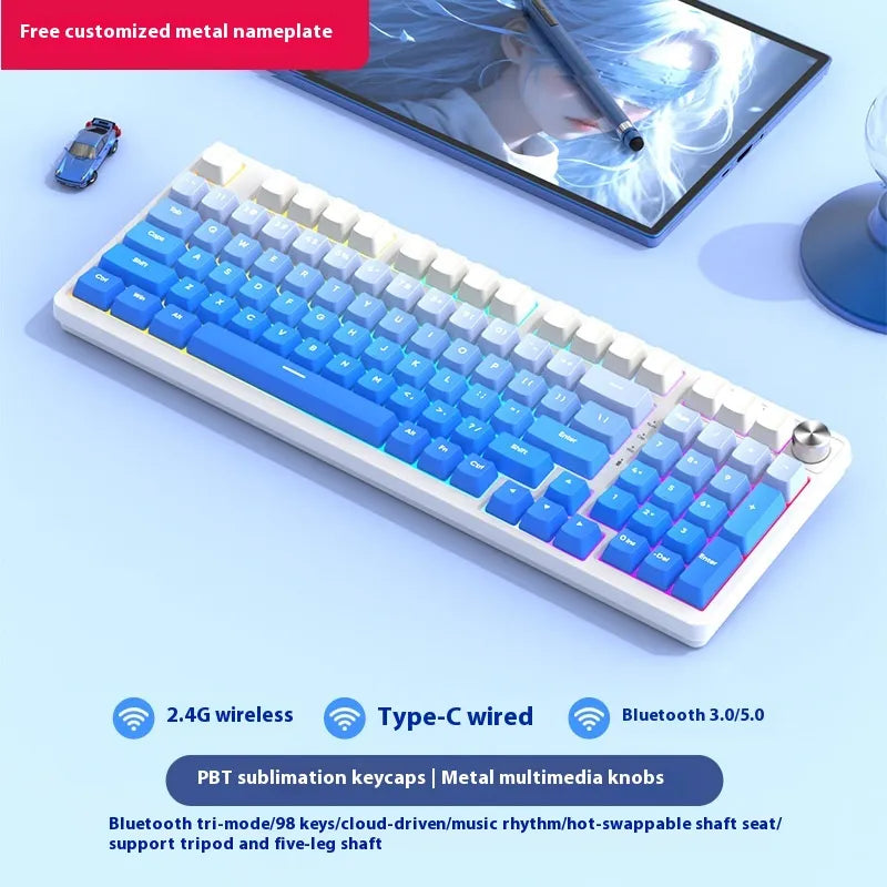 98 Key Wireless Bluetooth Three-model Mechanical Keyboard Gaming Electronic Sports Office