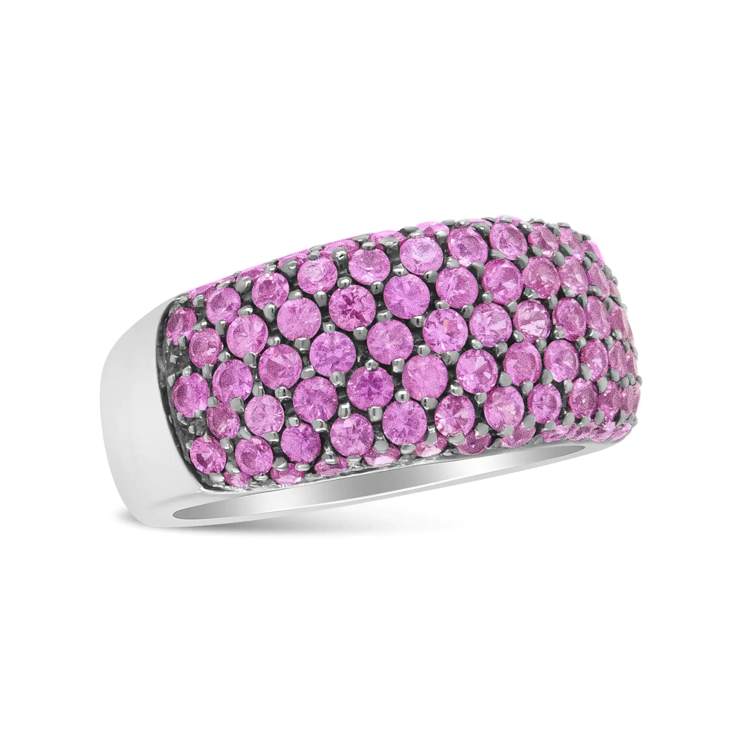 18K White Gold and Black Rhodium Multi Row Pink Sapphire Classic Band Ring