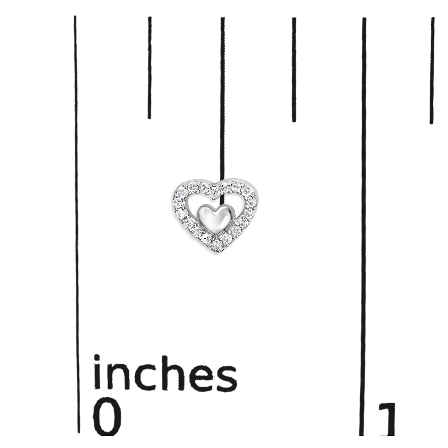 925 Sterling Silver 1/6 Cttw Diamond Open Double Heart Stud Earrings - Choice of Diamond Color