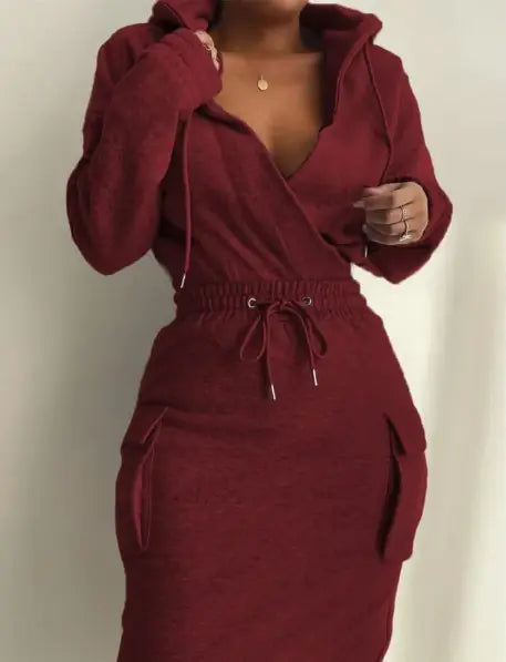 Long Sleeve V Neck Dress