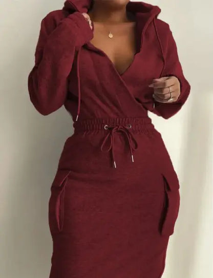 Long Sleeve V Neck Dress