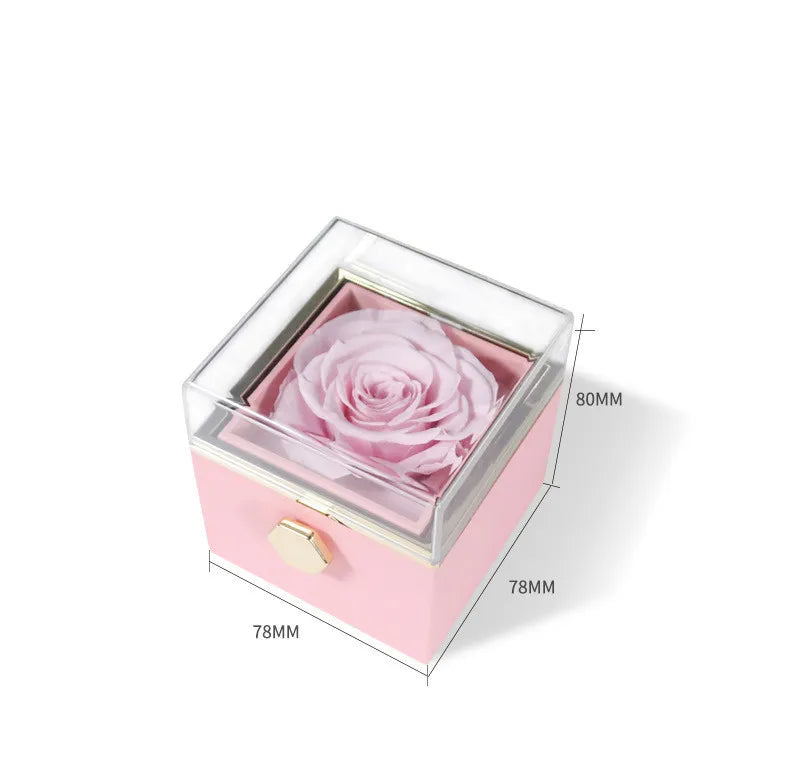 Fashion Acrylic Rotating Rose Jewelry Box