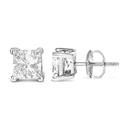 14K White Gold Princess Cut Lab-Grown Diamond Solitaire Stud Earrings (F-G Color, VS2-SI1 Clarity)