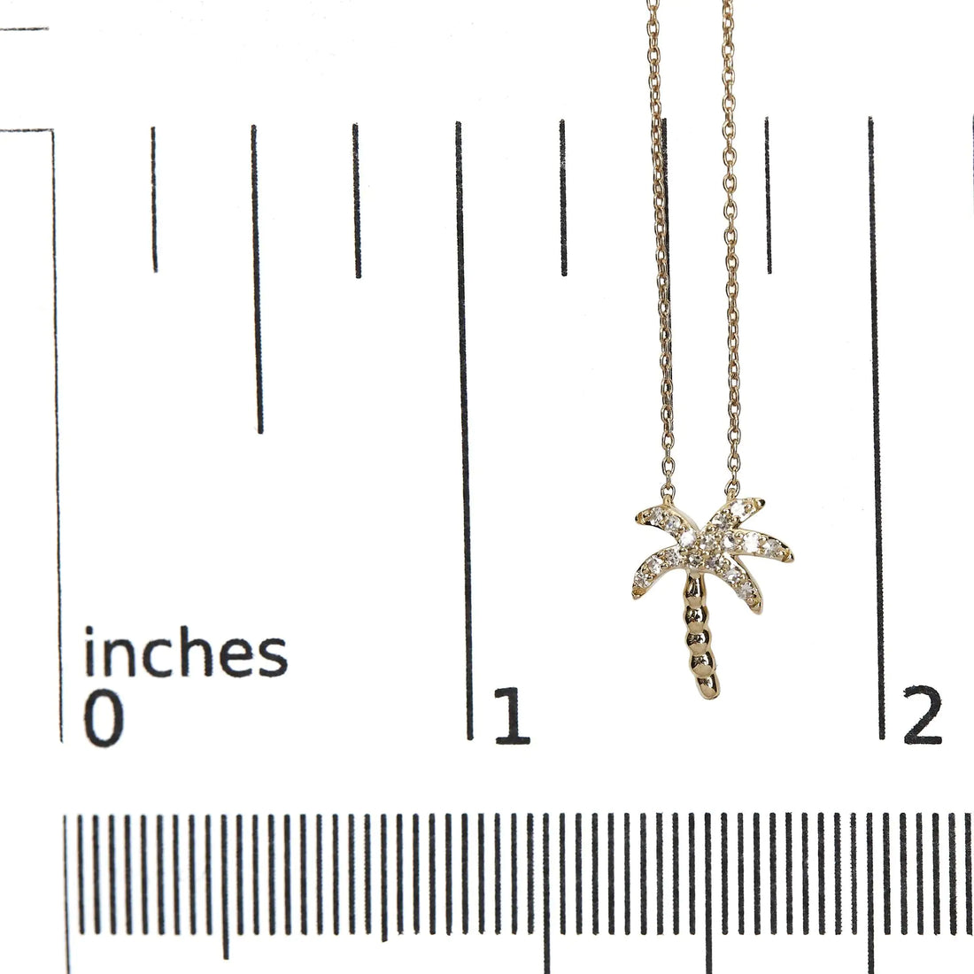 10K Yellow Gold 1/10 Cttw Round Diamond Palm Tree 18&quot; Inch Pendant Necklace (H-I Color, I1-I2 Clarity)