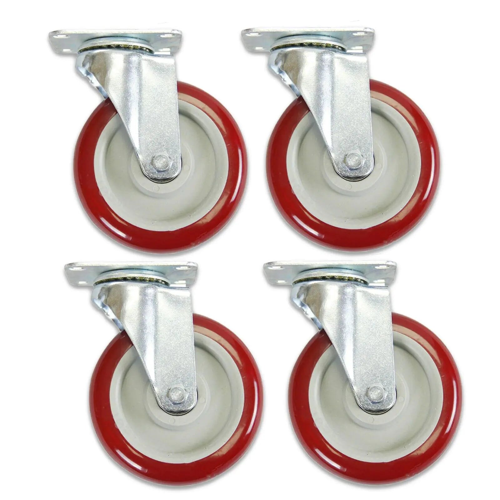 4 Pack 5 Inch Caster Wheels Swivel Plate Polyurethane Wheels Heavy Duty Wheels