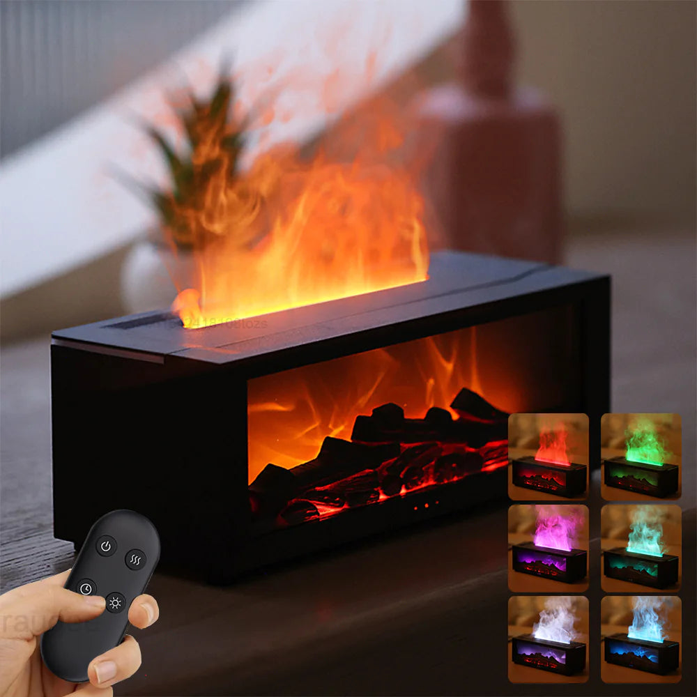 Fireplace Flame Humidifier with Remote &amp; Aromatherapy