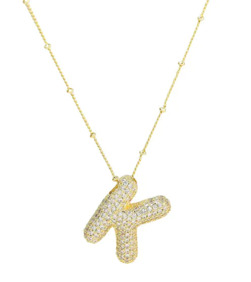 Brass Zircon Letter Necklace