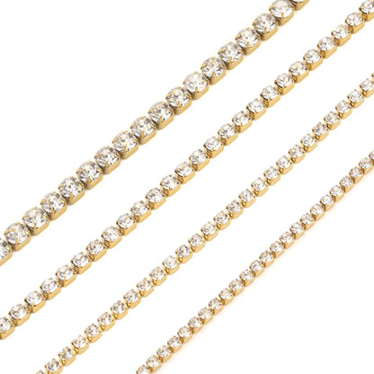 1m Glass Crystal Rhinestone Chain Stainless Steel Chains Rhinestones Trim Cup Chain For Clothes DIY Sew on Cup Chains Accessorie