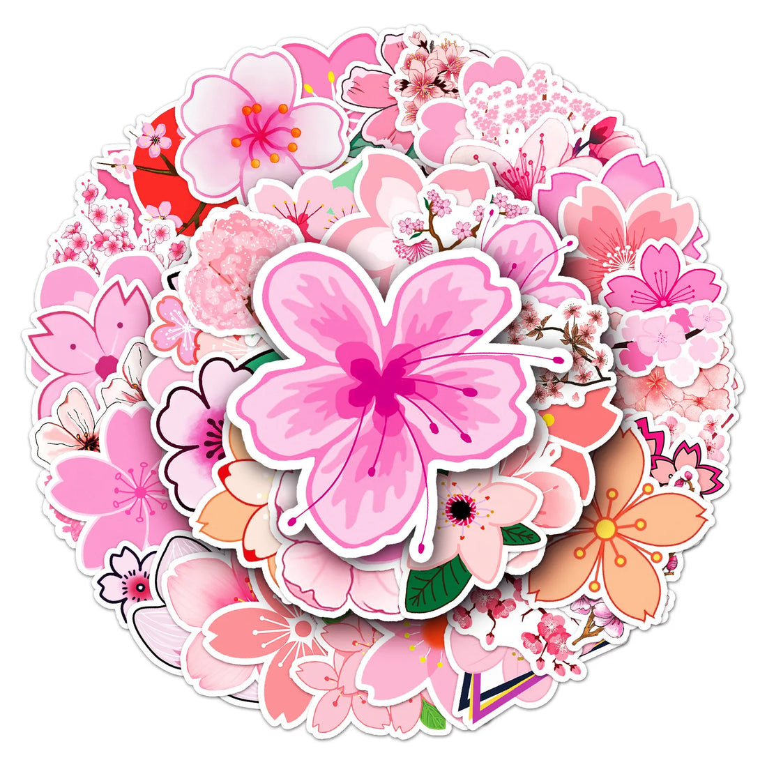 10/30/50pcs Cute Japanese Cherry Blossoms Graffiti Stickers Sakura Flower Decals Toy Scrapbook Water Bottle Laptop Sticker