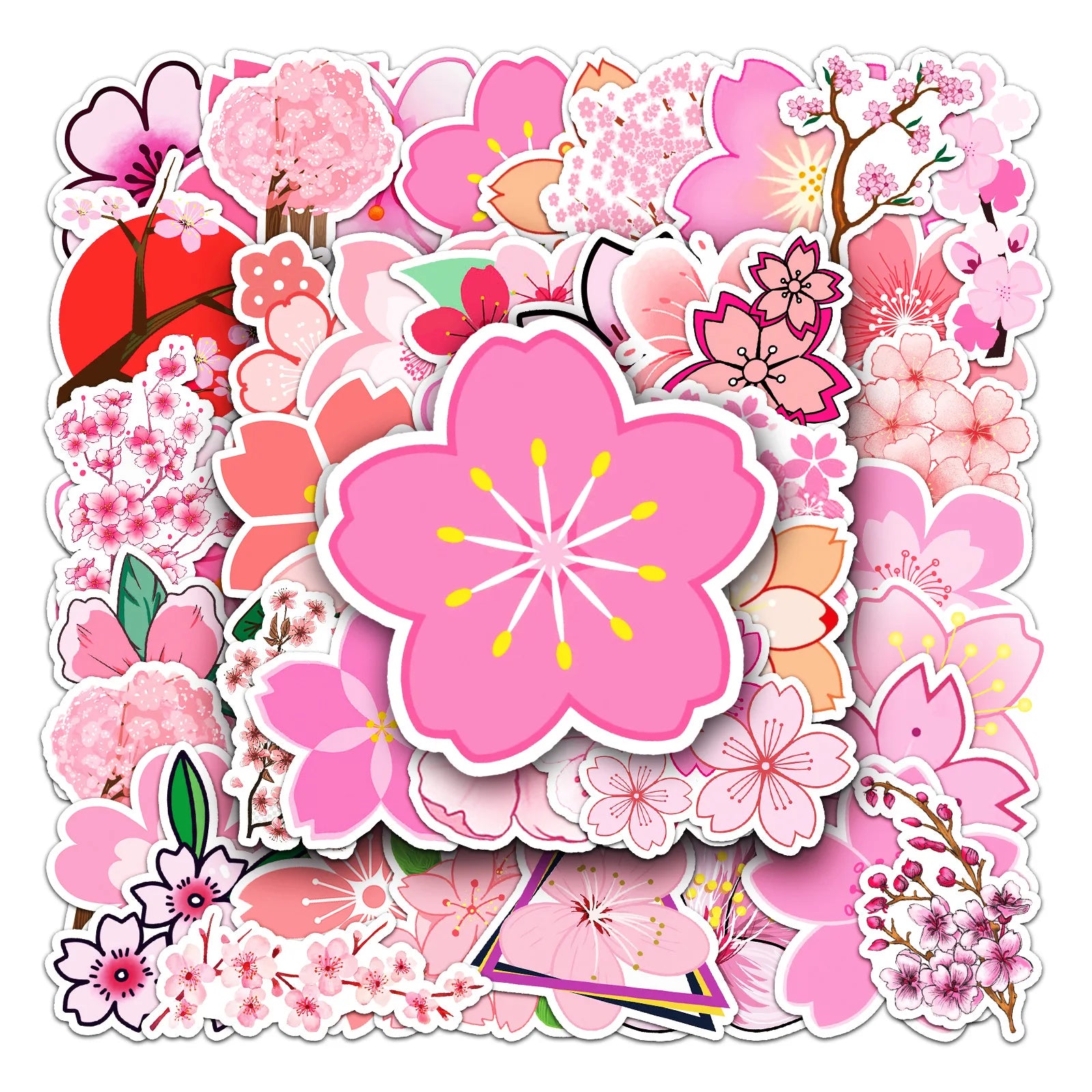 10/30/50pcs Cute Japanese Cherry Blossoms Graffiti Stickers Sakura Flower Decals Toy Scrapbook Water Bottle Laptop Sticker