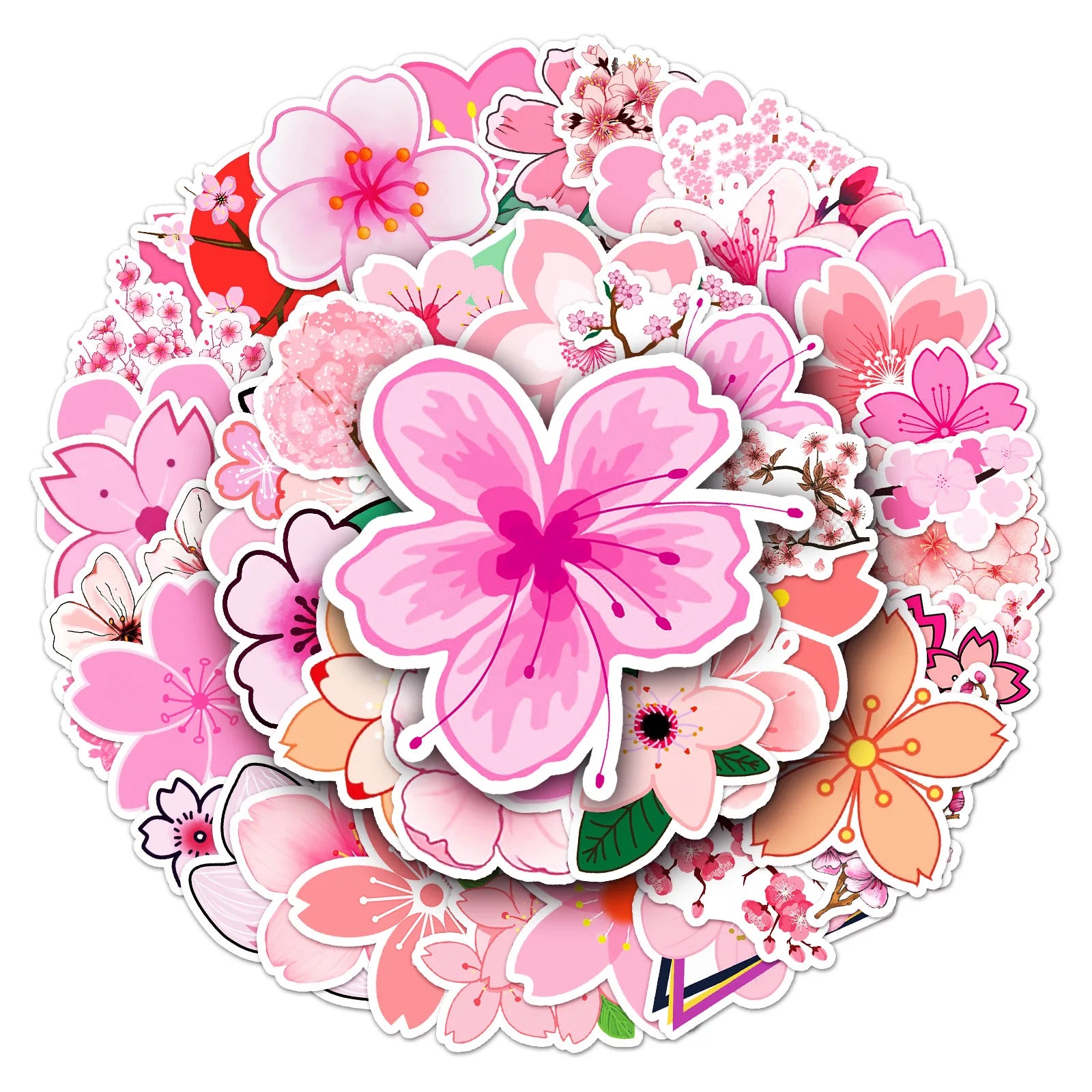 10/30/50pcs Cute Japanese Cherry Blossoms Graffiti Stickers Sakura Flower Decals Toy Scrapbook Water Bottle Laptop Sticker