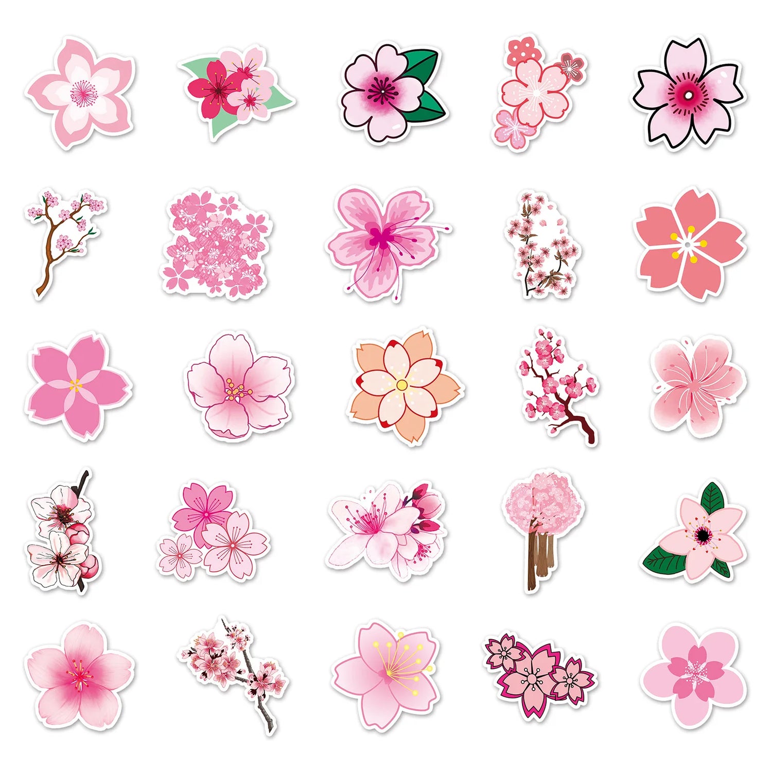 10/30/50pcs Cute Japanese Cherry Blossoms Graffiti Stickers Sakura Flower Decals Toy Scrapbook Water Bottle Laptop Sticker