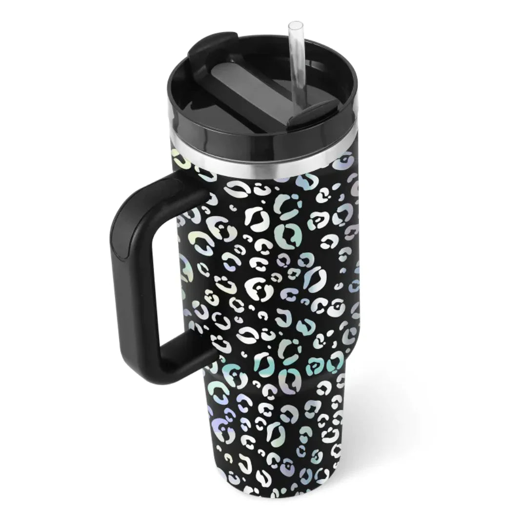 40oz Insulated Tumbler with Handle and Straw