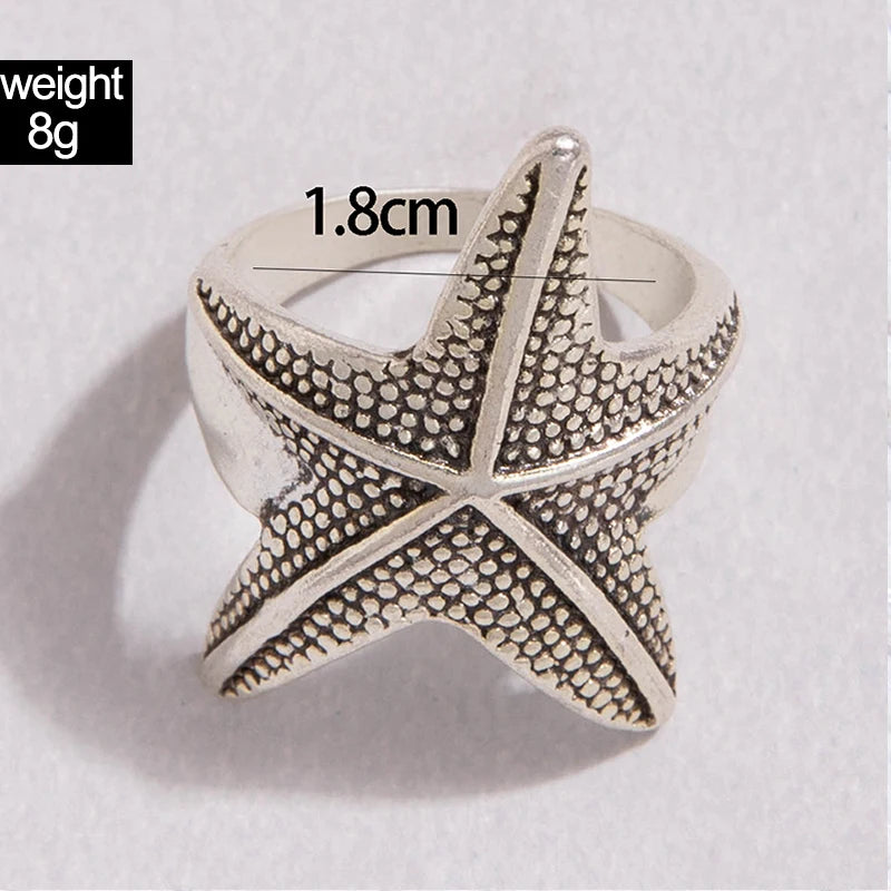 docona 9/Style Punk Tiger Monkey Frog Animal Joint Ring Vintage Geometric Starfish Irregular Metal Single Ring anillos 23963