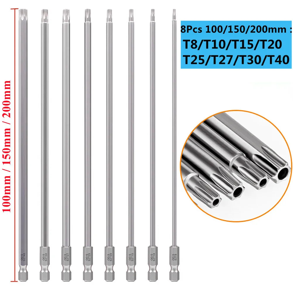 8Pcs Torx Screwdriver Bit 1/4&