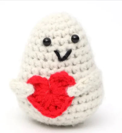 Crocheted Wool Positive Energy Potato – handcrafted with a facial expression