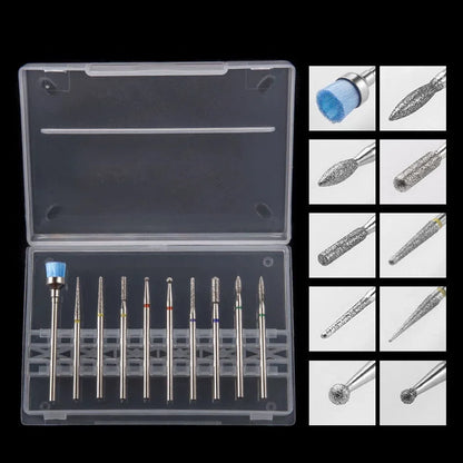 10Pcs Nail Drill Bit Set Kits Diamond Milling Cutters for Manicure Carbide  Equipment Tools Drill Bit Nails Drill Bit Accesoires