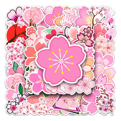 10/30/50pcs Cute Japanese Cherry Blossoms Graffiti Stickers Sakura Flower Decals Toy Scrapbook Water Bottle Laptop Sticker