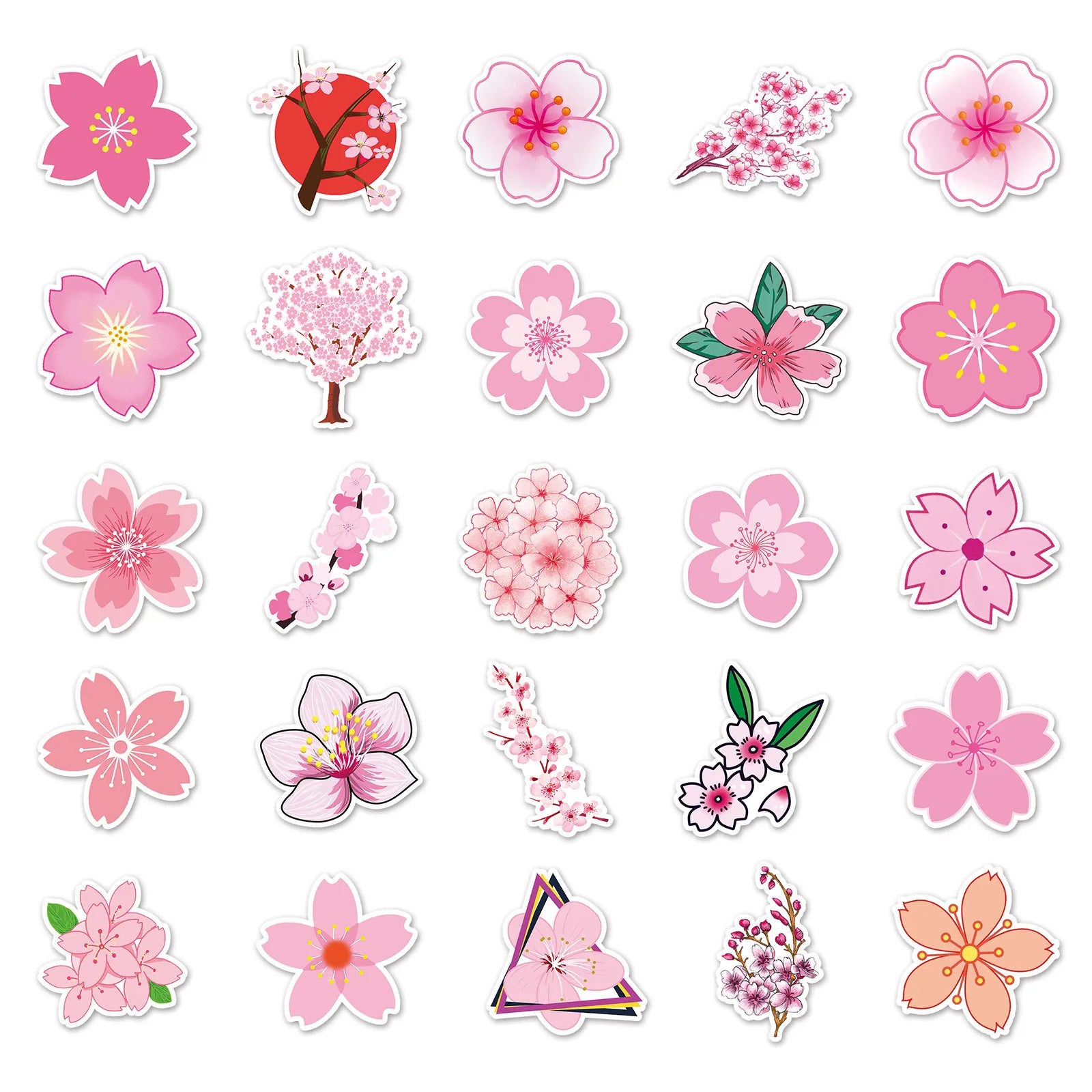 10/30/50pcs Cute Japanese Cherry Blossoms Graffiti Stickers Sakura Flower Decals Toy Scrapbook Water Bottle Laptop Sticker