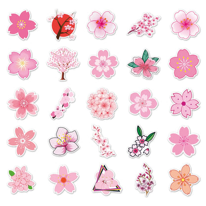 10/30/50pcs Cute Japanese Cherry Blossoms Graffiti Stickers Sakura Flower Decals Toy Scrapbook Water Bottle Laptop Sticker