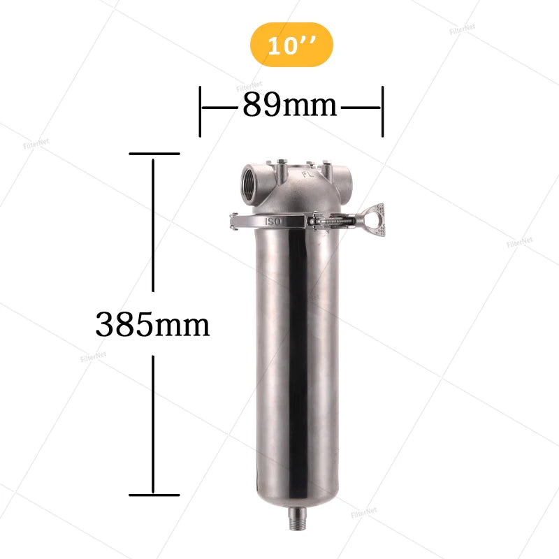 10inch Prefilter 304 Stainless steel hot water filter housing DN15 DN20 DN25 for high temperature high flow cartridge filter