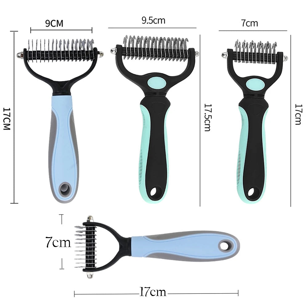 Dog Hair Remover Comb Professional Pet Deshedding Puppy Kittens Grooming Shedding Tools Double Sided Brush Pets Fur Knot Cutter