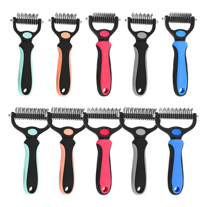 Dog Hair Remover Comb Professional Pet Deshedding Puppy Kittens Grooming Shedding Tools Double Sided Brush Pets Fur Knot Cutter