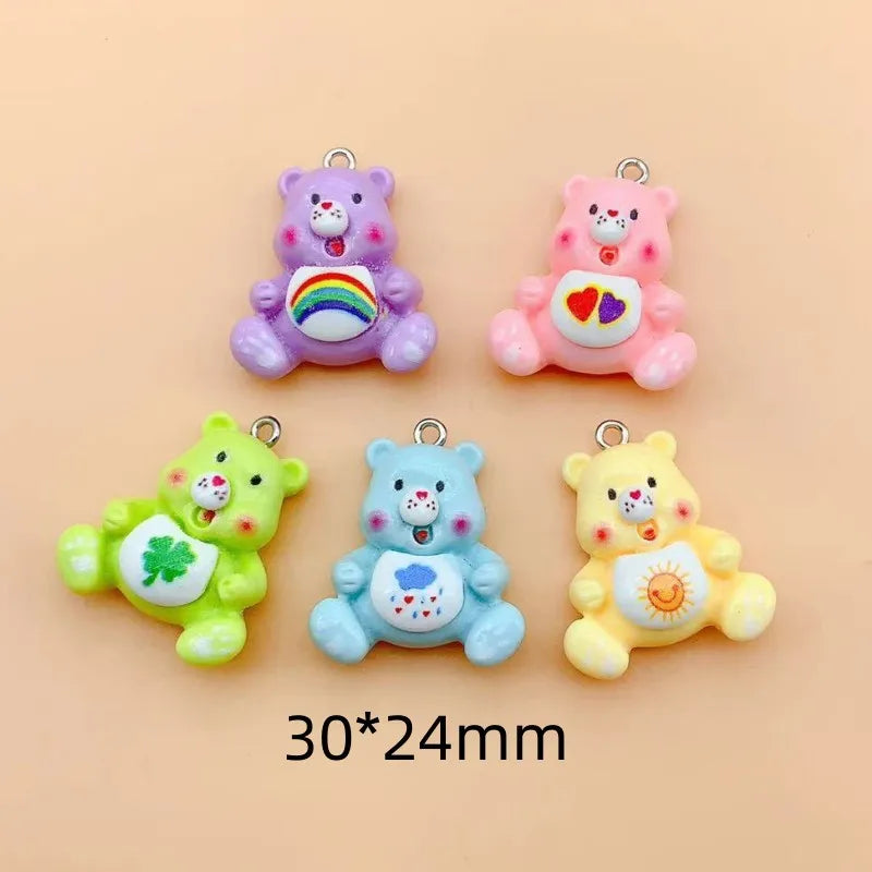 10pcs Cartoon Bear Charms Cute 3D Bear Animal Pendant DIY Jewelry Making Necklace Earring Bracelet Resin Craft