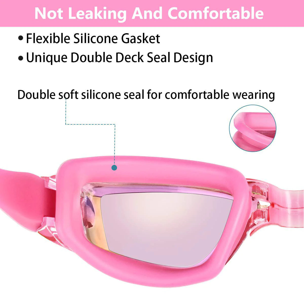 Clear Comfortable Swimming Goggles UV- Anti-Fog Swim Glasses Mirror Adult &amp; Kids