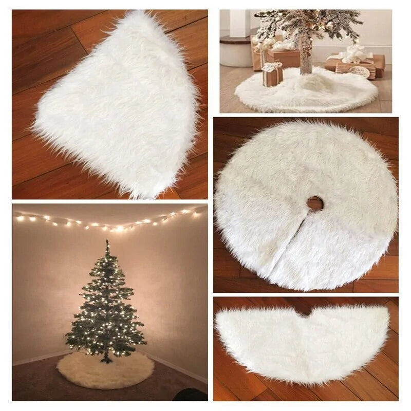 Creative White Plush Christmas Tree Skirt