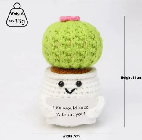 Crocheted Wool Positive Energy Potato – handcrafted with a facial expression