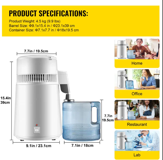 4L Stainless Steel Dental &amp; Medical Water Distiller – Pure Water System