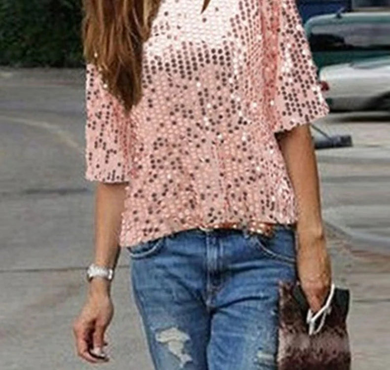 Glitter Vibe Casual Sequin T-shirt