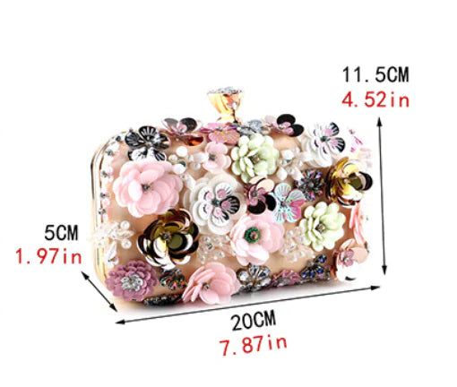 3D Beaded Floral Clutch