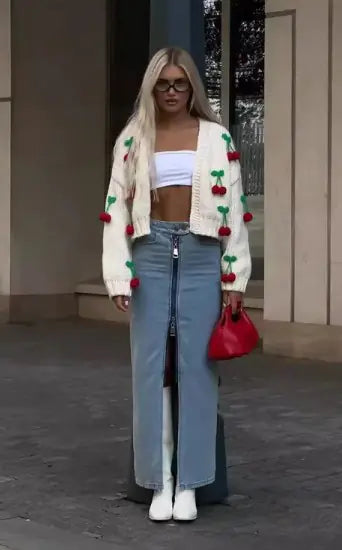 Knitted Cherry Sweater